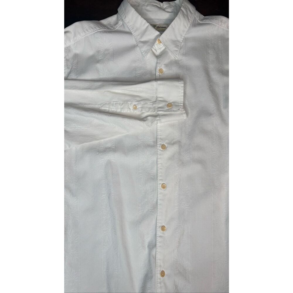 Tommy Bahama White Tropical Embroidered Button Front Shirt Men's XL Long Sleeve